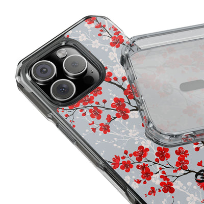 Grey Impact MagSafe Phone Case for iPhone - Crimson Sakura Slate