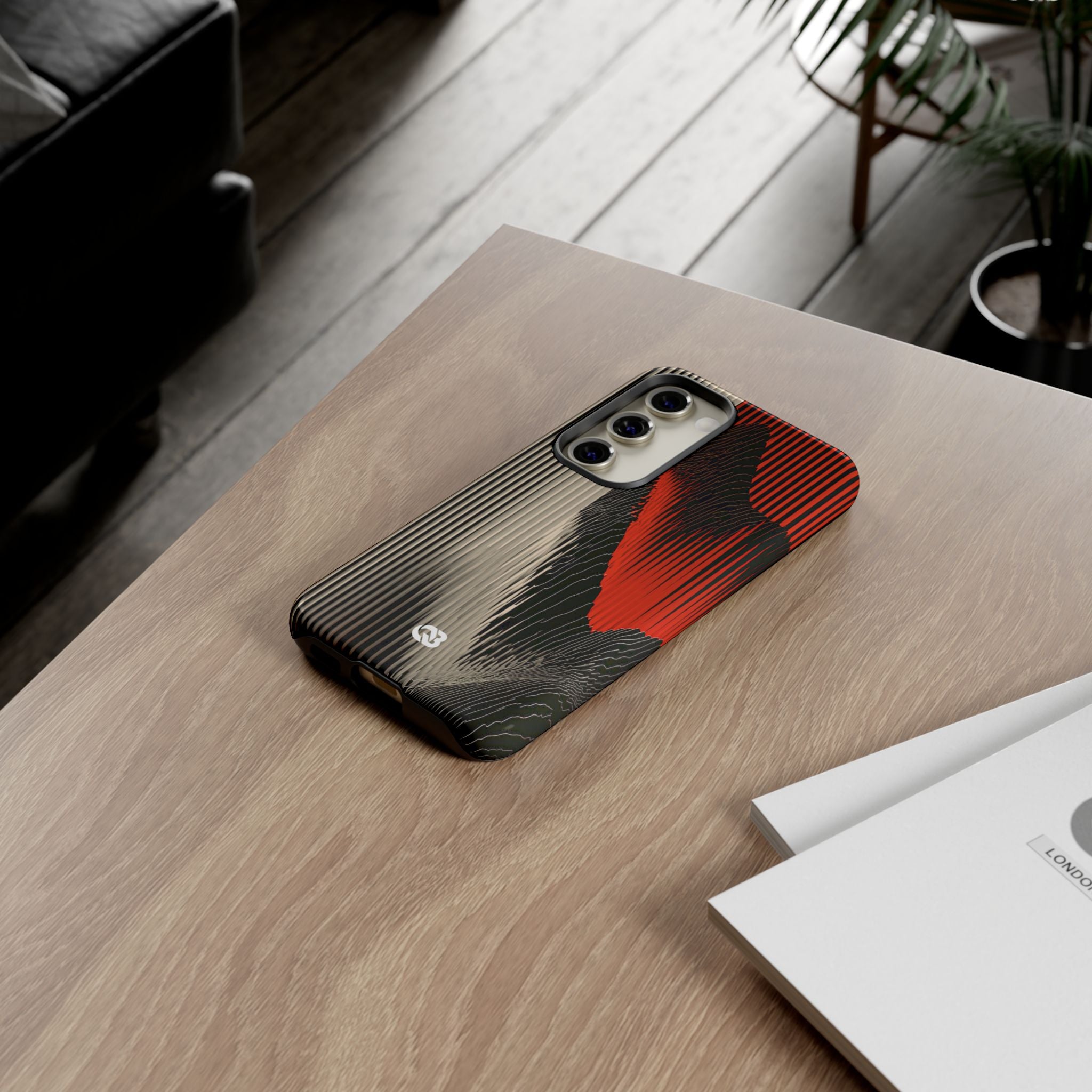 Red Tough Phone Case for Samsung - Crimson Pulse Topo