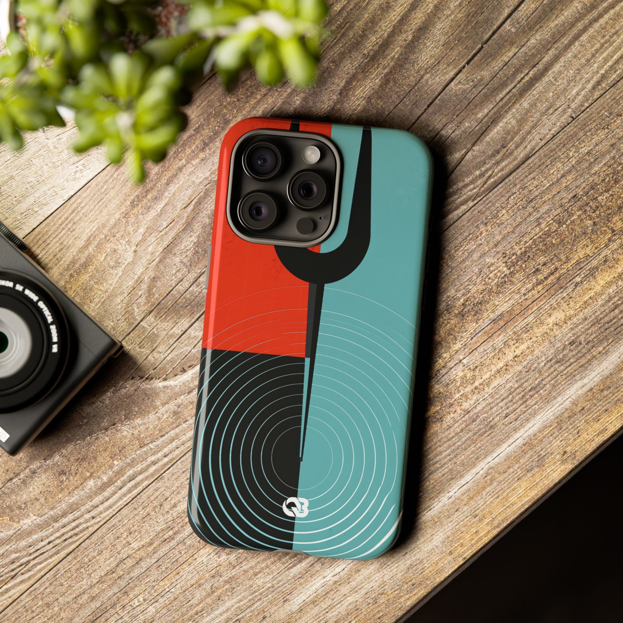 Teal Tough Phone Case for iPhone - Sonic Static Split