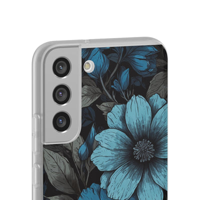 Obsidian Blue Petals · Soft Phone Case for Samsung