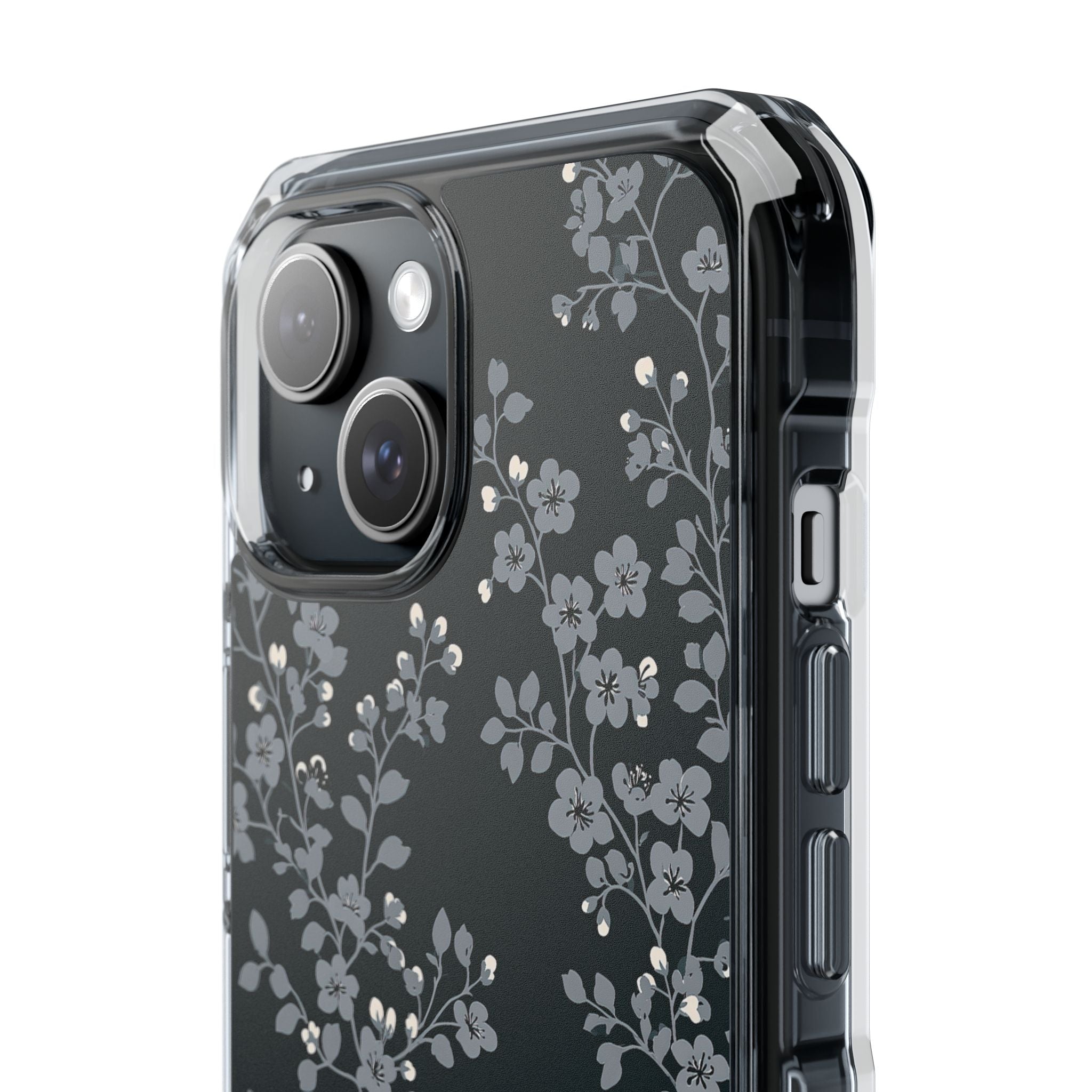 Black Impact MagSafe Phone Case for iPhone - Midnight Slate Blossom