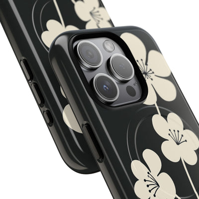 Black Tough 2.0 Magsafe Phone Case for iPhone - Obsidian Cream Bloom