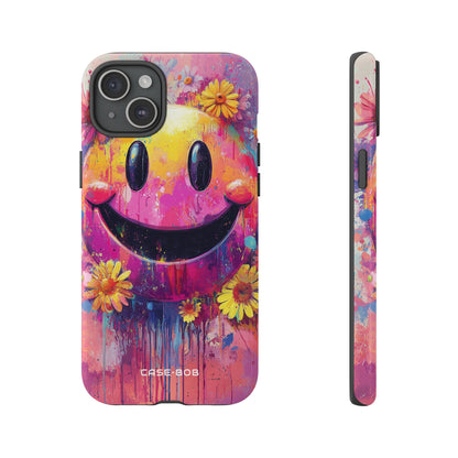 Smiley Bloom iPhone 15 Plus Cover - Tough