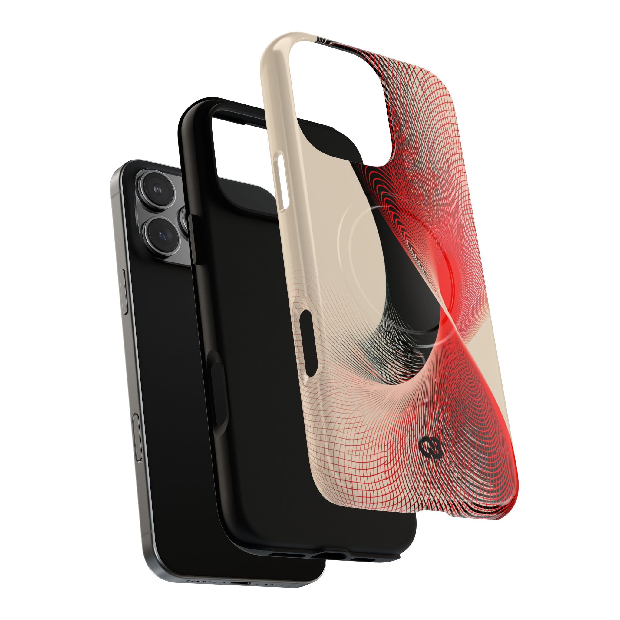 Red Tough 2.0 Magsafe Phone Case for iPhone - Crimson Grid Vortex
