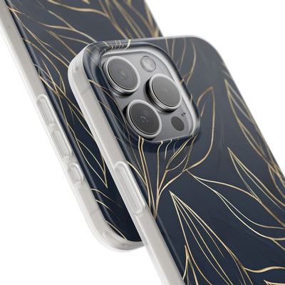Gilded Navy Foliage · Soft Phone Case for iPhone