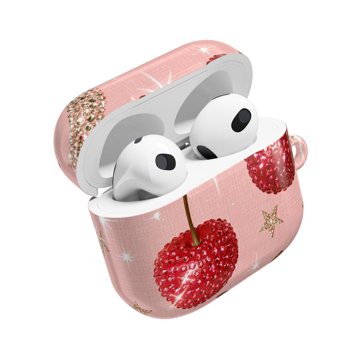 Bedazzled Ruby Cherries · Hard Case for AirPods & AirPods Pro · Pink