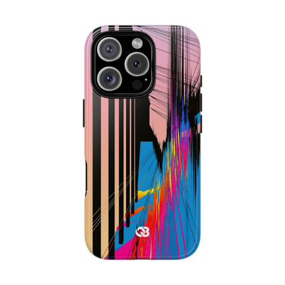 Blue Tough Phone Case for iPhone - Fractured Data Skyline