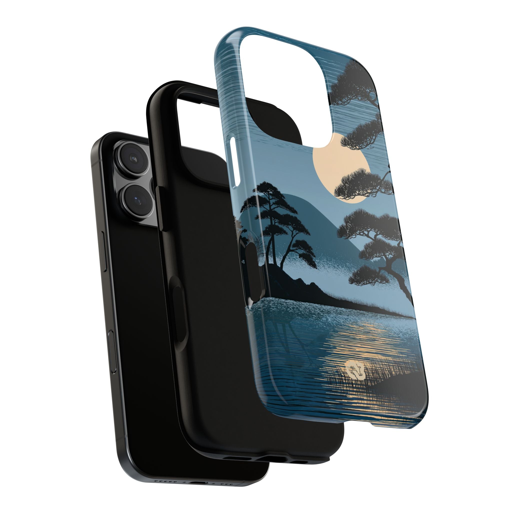 Blue Tough Phone Case for iPhone - Midnight Kyoto Pine