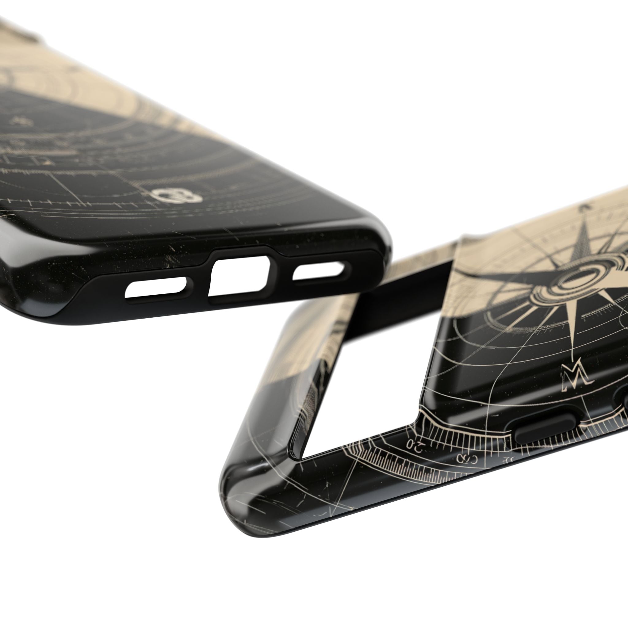 Beige Tough Phone Case for Google Pixel - Obsidian Nautical Blueprint