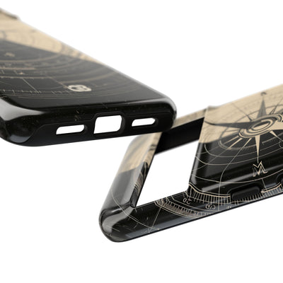 Beige Tough Phone Case for Google Pixel - Obsidian Nautical Blueprint