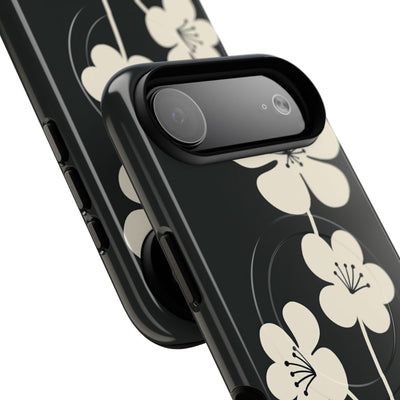 Black Tough 2.0 Magsafe Phone Case for iPhone - Obsidian Cream Bloom