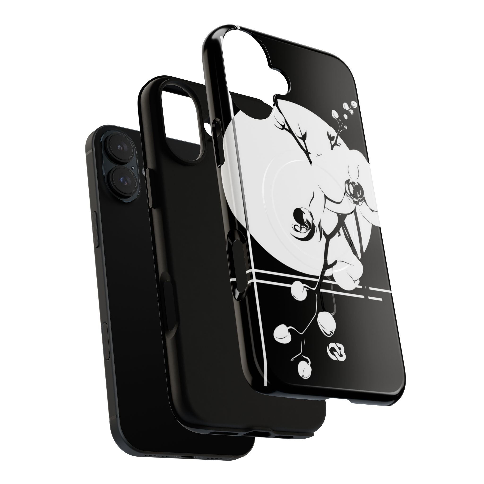 Black Tough 2.0 Magsafe Phone Case for iPhone - Lunar Orchid Grid