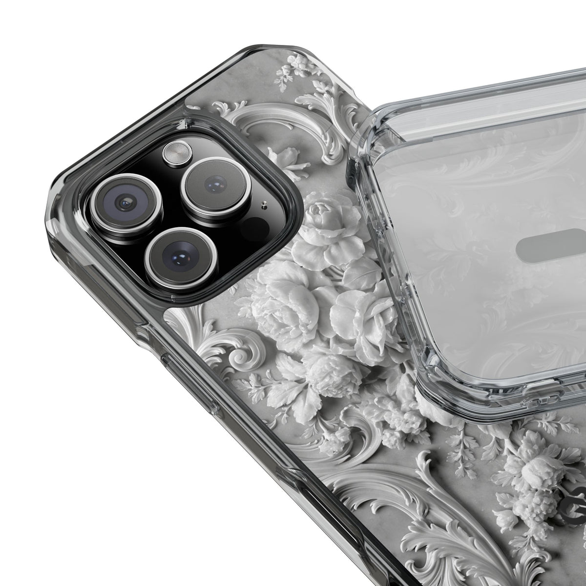 Rococo Marble Rose · Clear Impact Magnetic Phone Case for iPhone · White