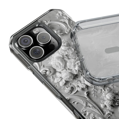 Rococo Marble Rose · Clear Impact Magnetic Phone Case for iPhone · White