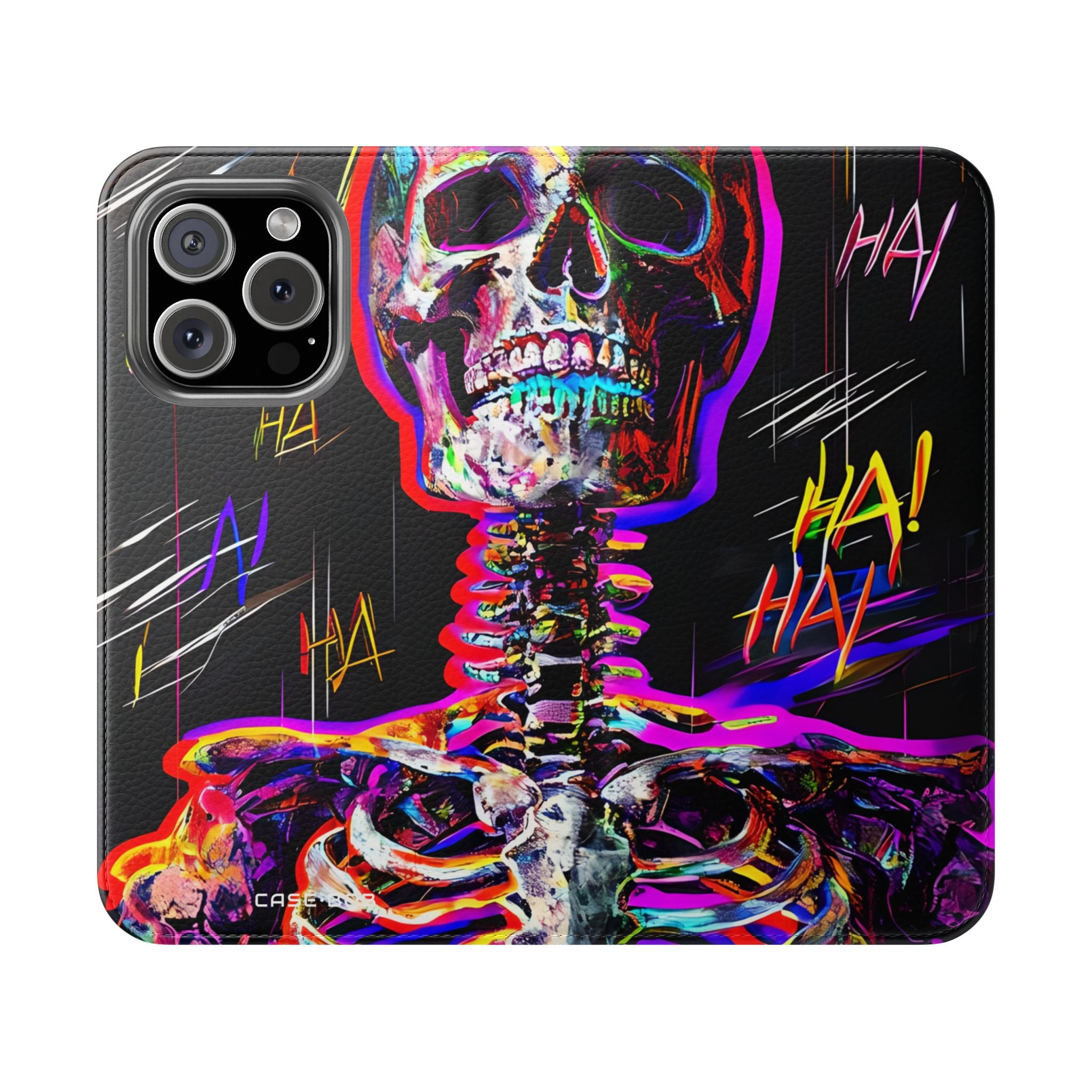 Neon Skeleton Laughter - iPhone 16 Pro Case - Wallet