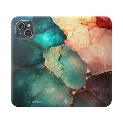 Halki särkyneen jalokiven sininen - iPhone 15 Plus -kotelo - lompakko