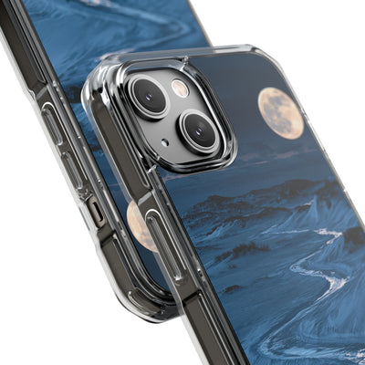 Arctic Moon Drift · Clear Impact Magnetic Phone Case for iPhone · Blue