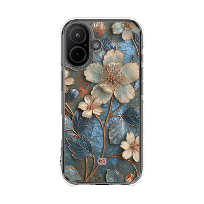 Gilded Blossom Reverie · Clear Impact Magnetic Phone Case for iPhone · Teal