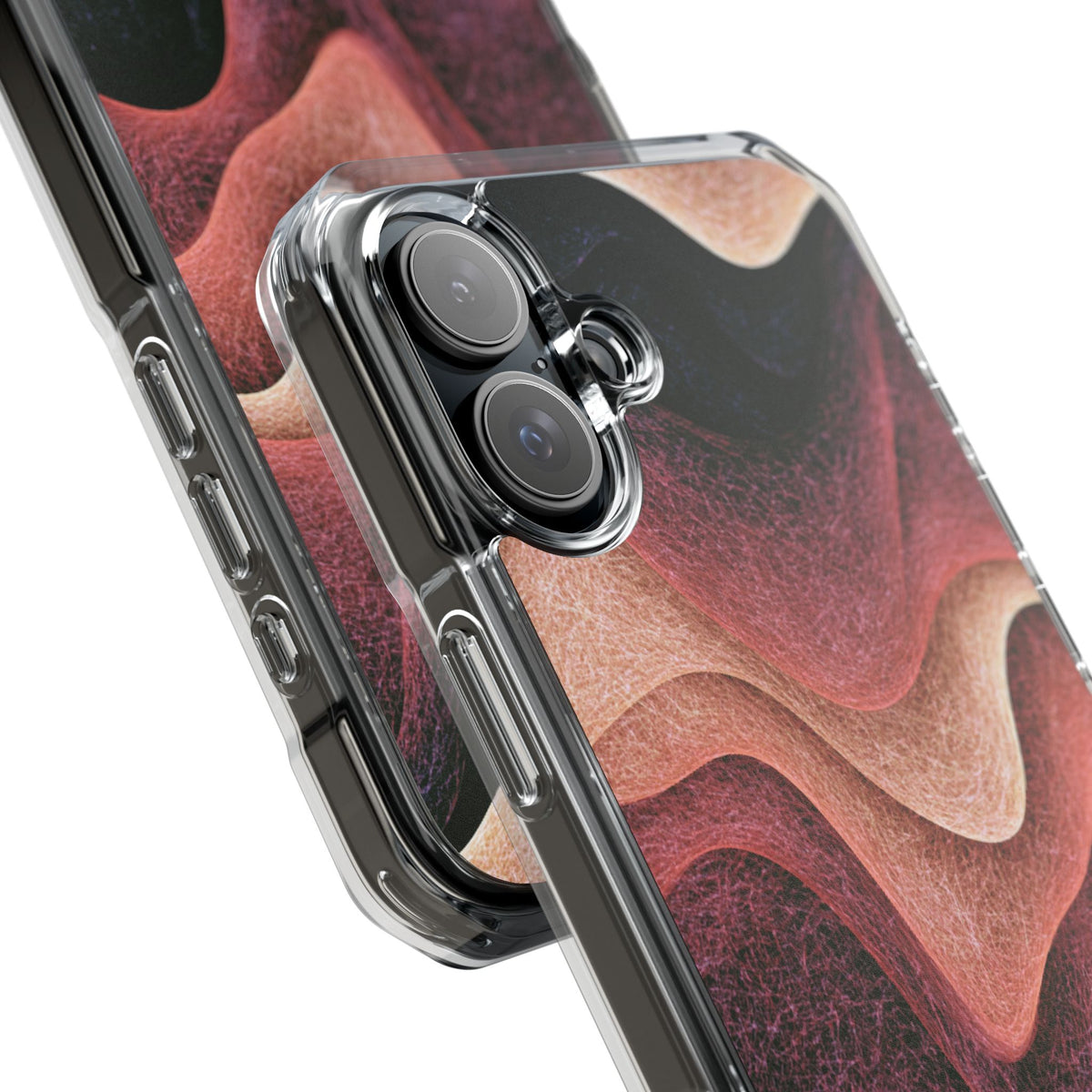 Rose Contour Waves · Clear Impact Magnetic Phone Case for iPhone · Pink