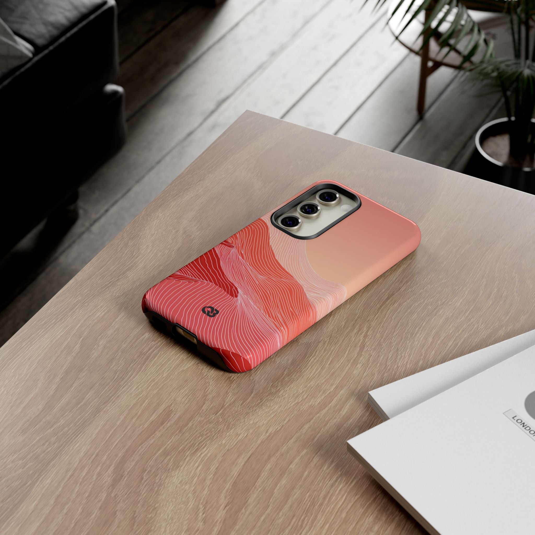 Red Tough Phone Case for Samsung - Crimson Ridge Contour