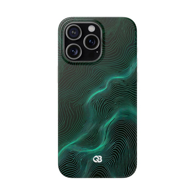 Teal Lite Phone Case for iPhone - Neon Jade Contour