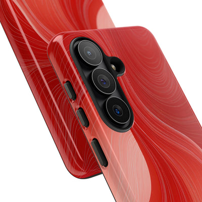 Red Tough Phone Case for Samsung - Crimson Silk Strands