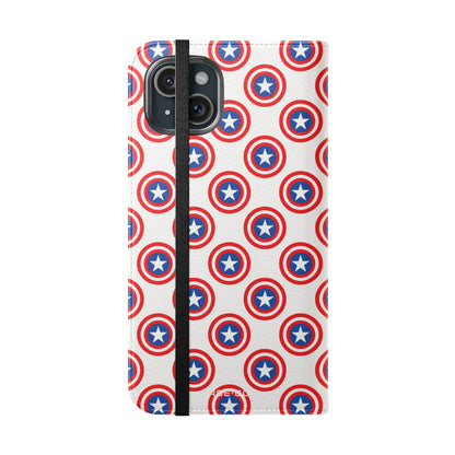 Star Shield Pattern - iPhone 15 Plus Case - Wallet
