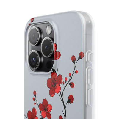Grey Lite Phone Case for iPhone - Crimson Blossom Onyx