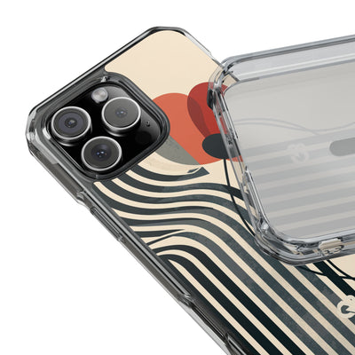 Beige Impact MagSafe Phone Case for iPhone - Crimson Line Bloom