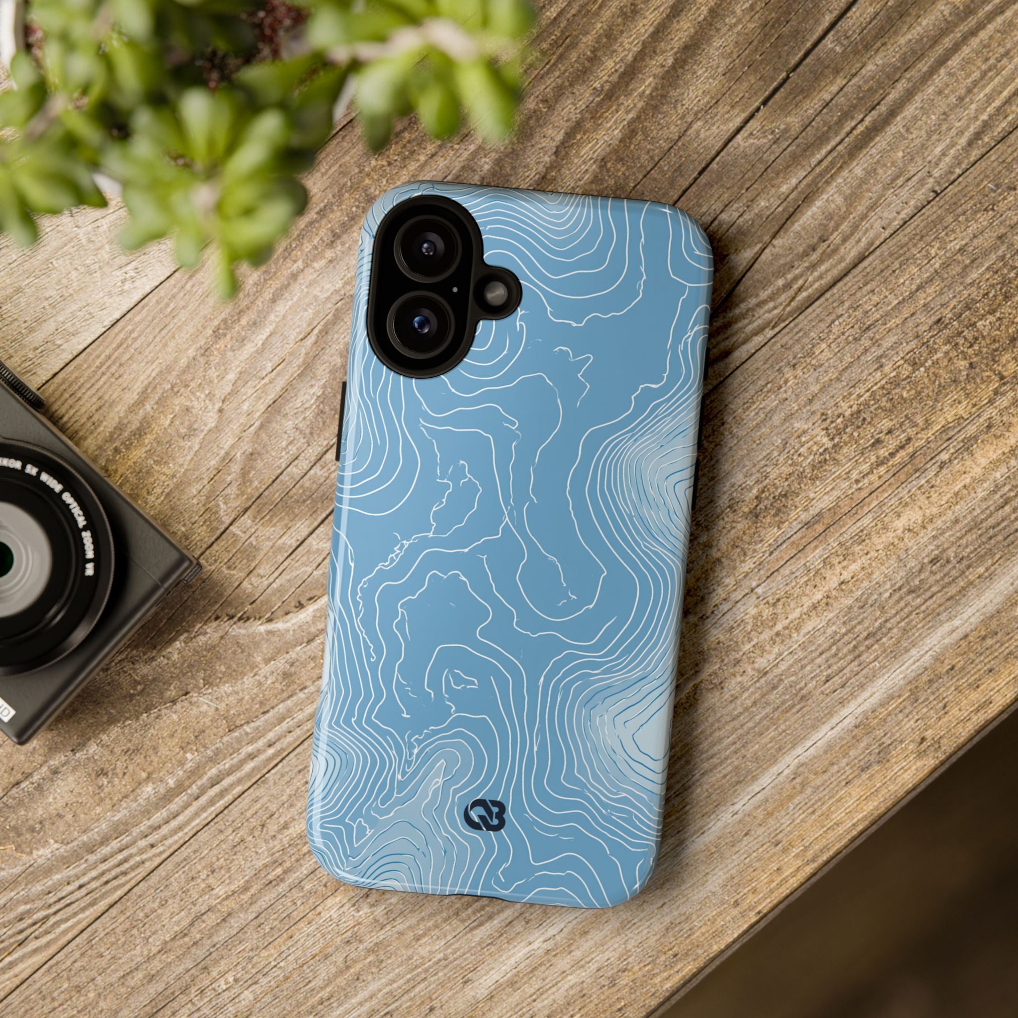 Blue Tough Phone Case for iPhone - Glacial Ridge Topo