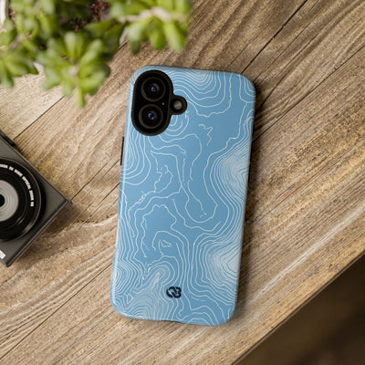 Blue Tough Phone Case for iPhone - Glacial Ridge Topo