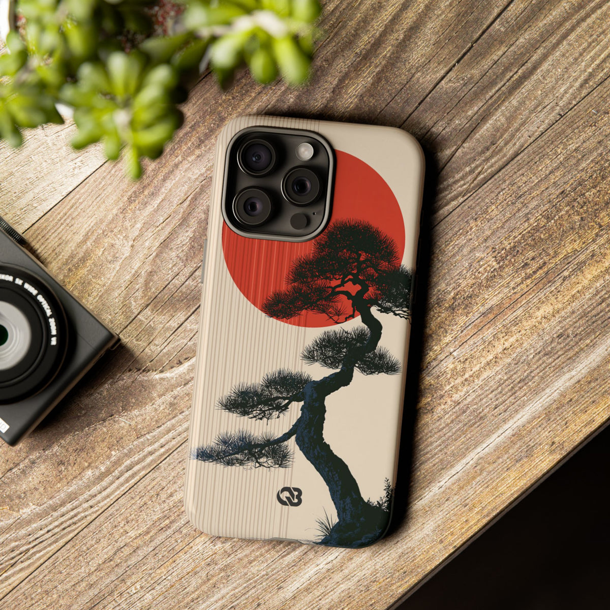 Crimson Sun Bonsai · Tough Phone Case for iPhone · Beige