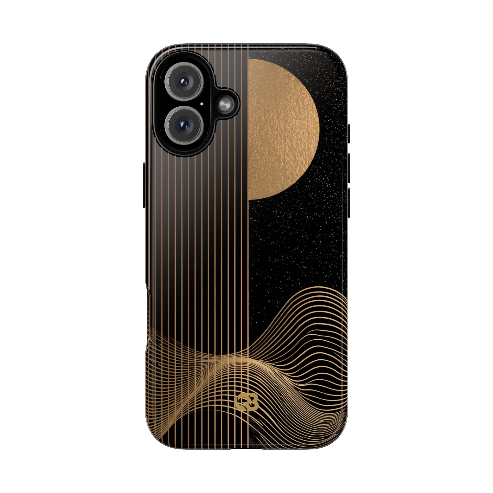 Gold Tough Phone Case for iPhone - Gilded Obsidian Dunes