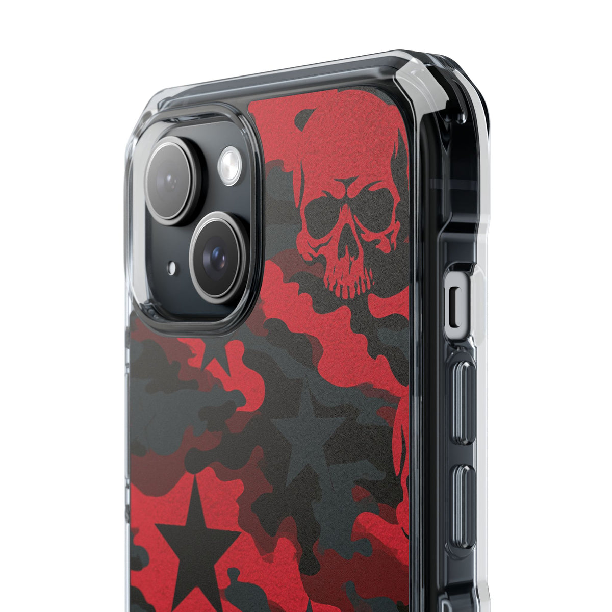 Crimson Skull Camo · Clear Impact Magnetic Phone Case for iPhone · Red