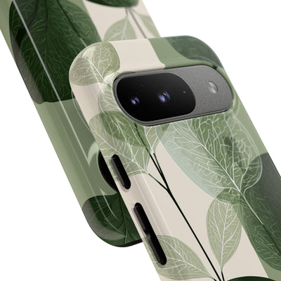 Green Tough Phone Case for Google Pixel - Sage Leaf Skeletals