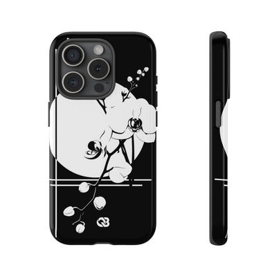 Black Tough Phone Case for iPhone - Lunar Orchid Grid