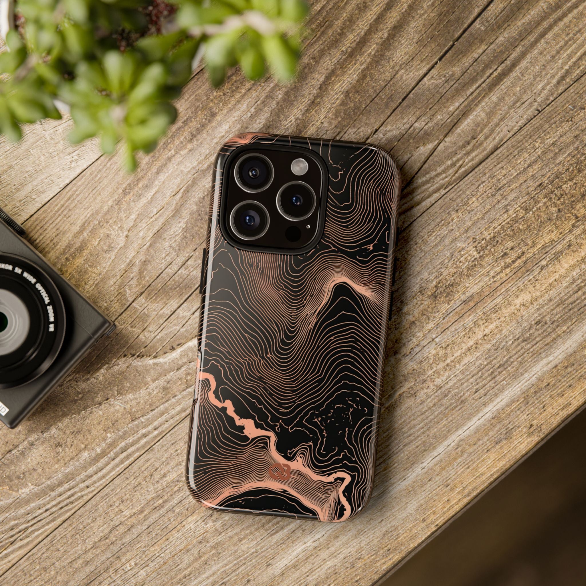Orange Tough Phone Case for iPhone - Salmon Ridge Topo