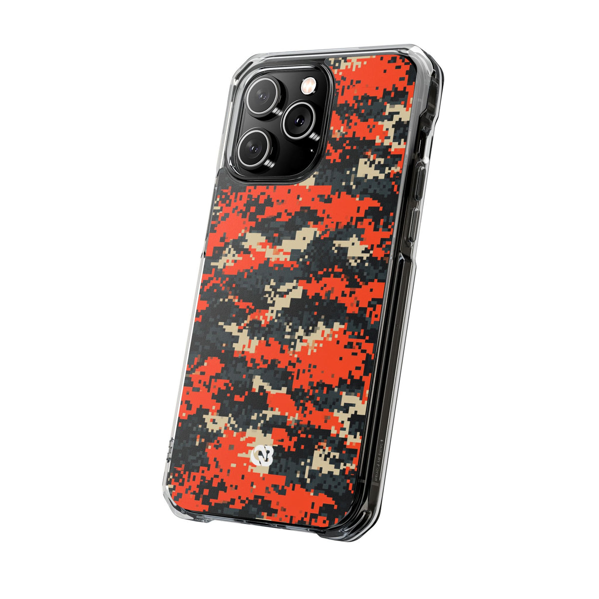 Signal Pixel Camo · Clear Impact Magnetic Phone Case for iPhone ·  Orange