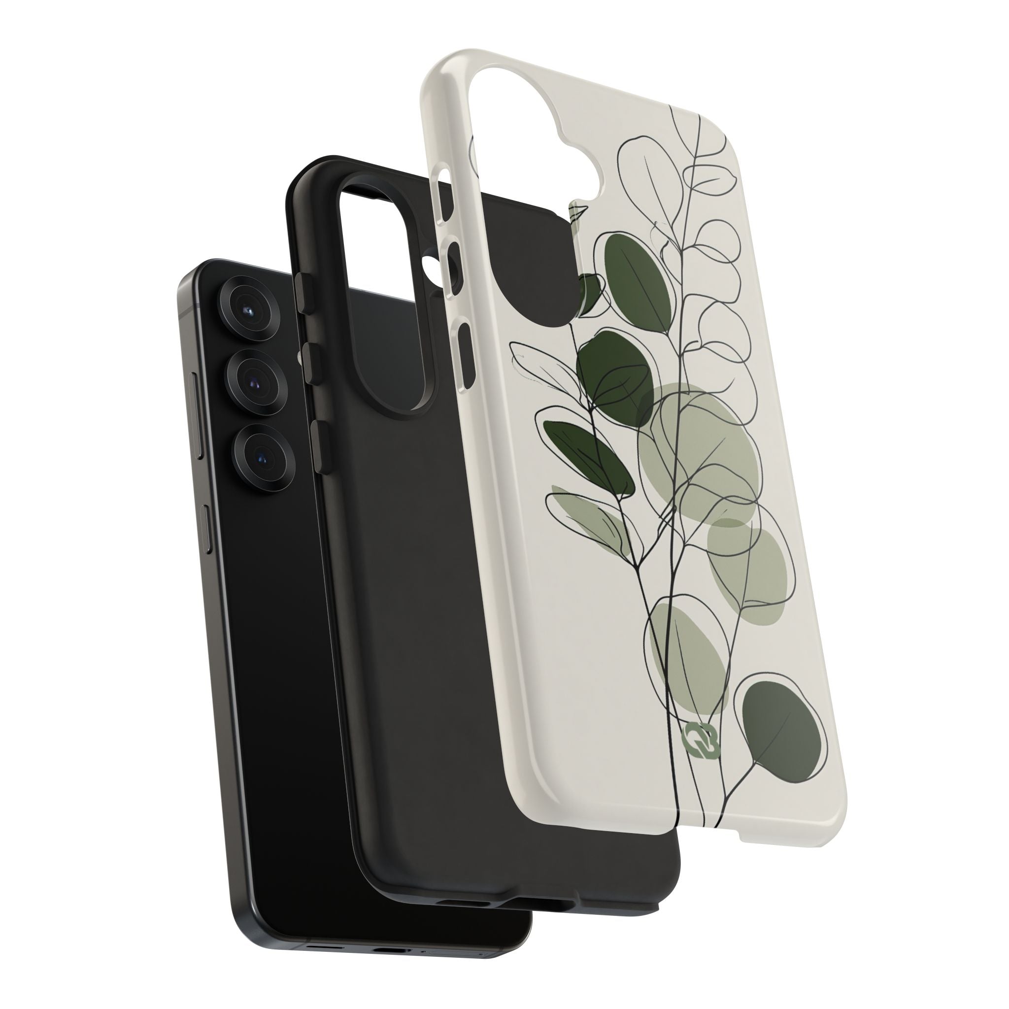 Green Tough Phone Case for Samsung - Muted Eucalyptus Sketch
