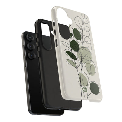 Green Tough Phone Case for Samsung - Muted Eucalyptus Sketch