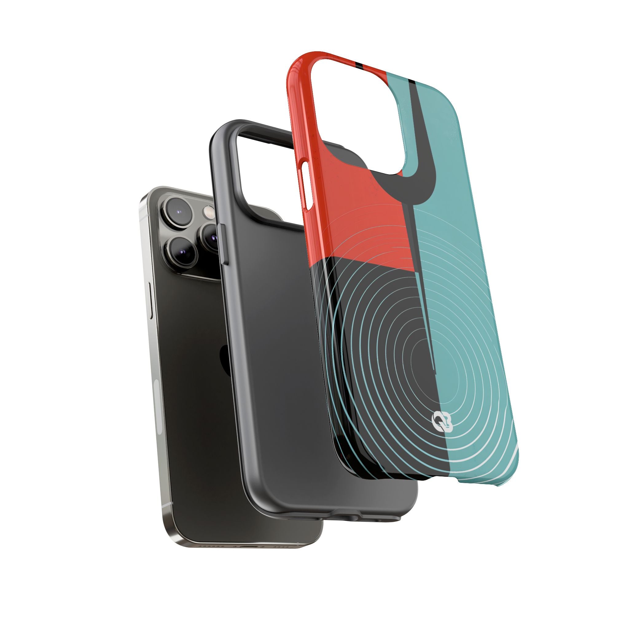 Teal Tough Phone Case for iPhone - Sonic Static Split
