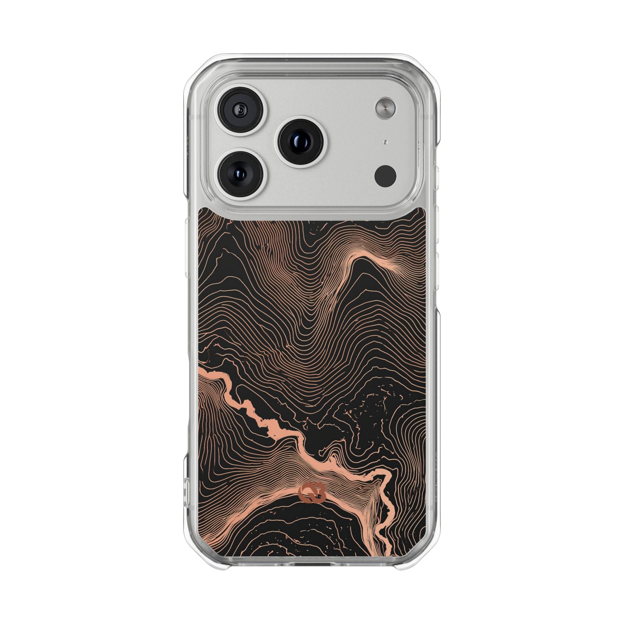 Orange Impact MagSafe Phone Case for iPhone - Salmon Ridge Topo