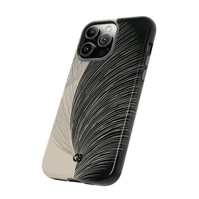 Beige Tough Phone Case for iPhone - Obsidian Cream Plume