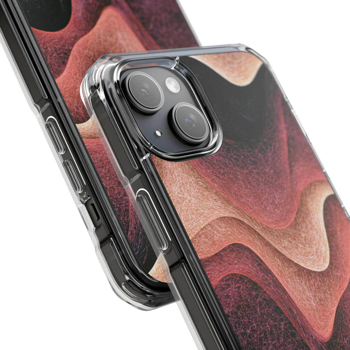 Rose Contour Waves · Clear Impact Magnetic Phone Case for iPhone · Pink