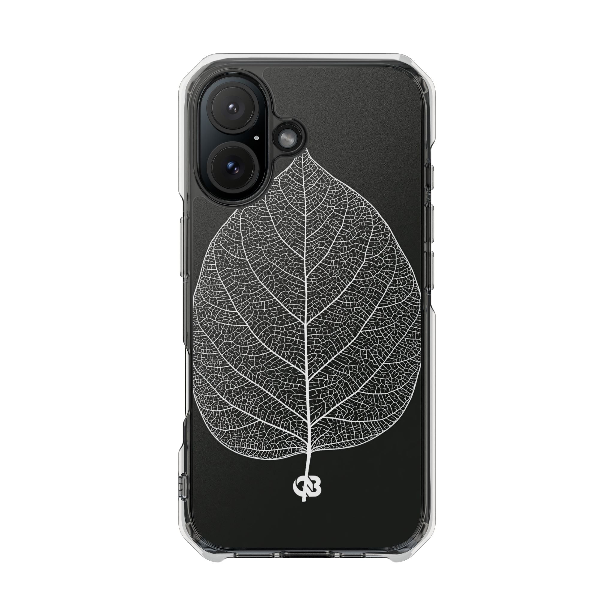 Black Impact MagSafe Phone Case for iPhone - Bleached Leaf Lattice