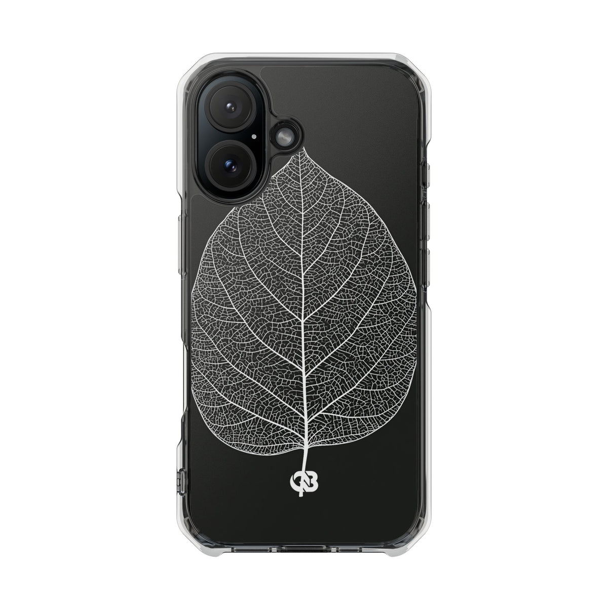 Monochrome Leaf Skeleton · Clear Impact Magnetic Phone Case for iPhone ·  Black