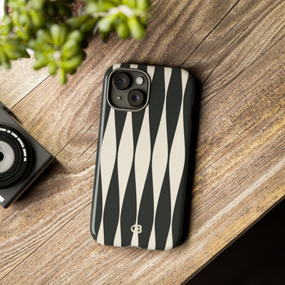 Black Tough Phone Case for iPhone - Ivory Spindle Grid