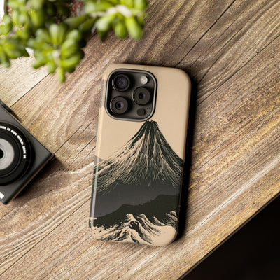 Beige Tough Phone Case for iPhone - Obsidian Ink Summit