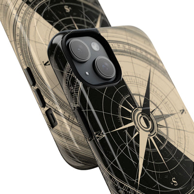 Beige Tough 2.0 Magsafe Phone Case for iPhone - Obsidian Nautical Blueprint