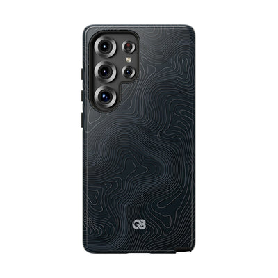 Black Tough Phone Case for Samsung - Obsidian Ridge Topo